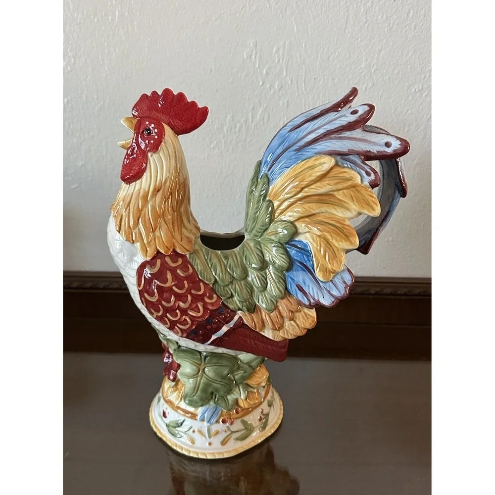 HTF Fritz and‎ Floyd Garden Medley Large Rooster Pitcher 12